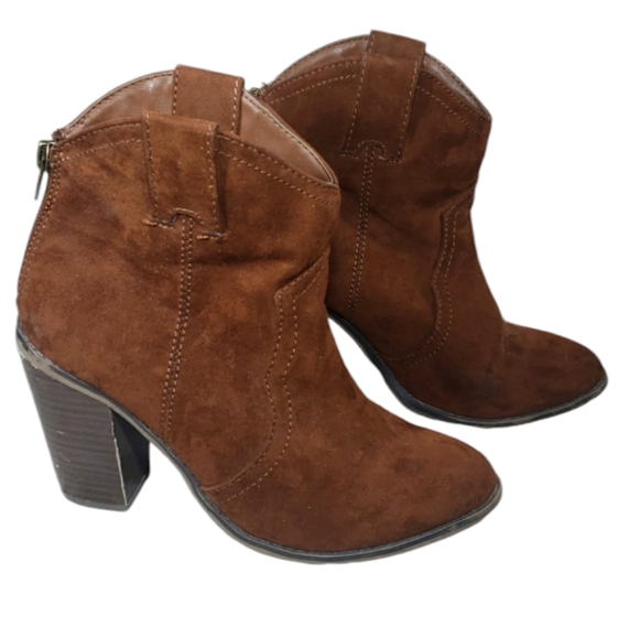 Merona Amazing Brown Suede Heels Boots Women's Size 7 - Picture 6 of 17